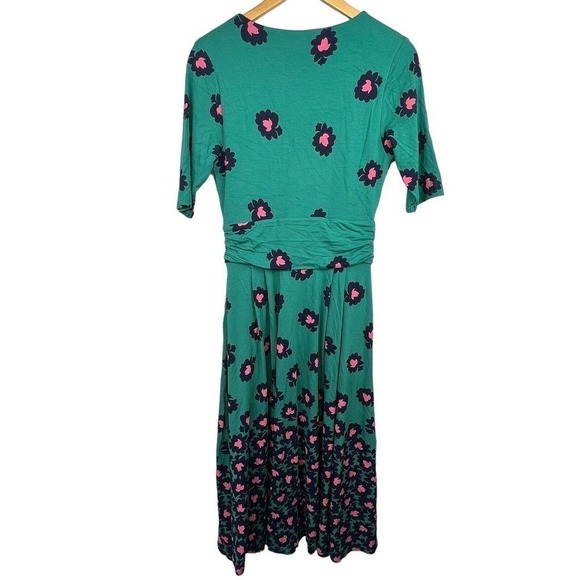 Boden Woodland Green Kassidy Surplice Midi Dress 6 Short Sleeve V Neck - Picture 9 of 12